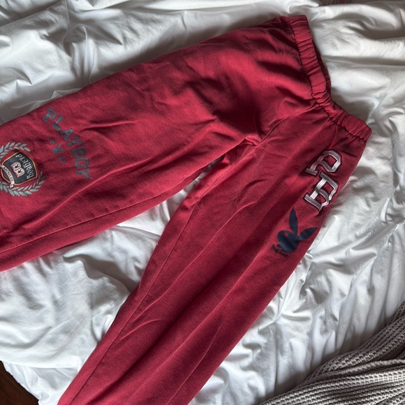 PLAYBOY Pants - Playboy red joggers (S)